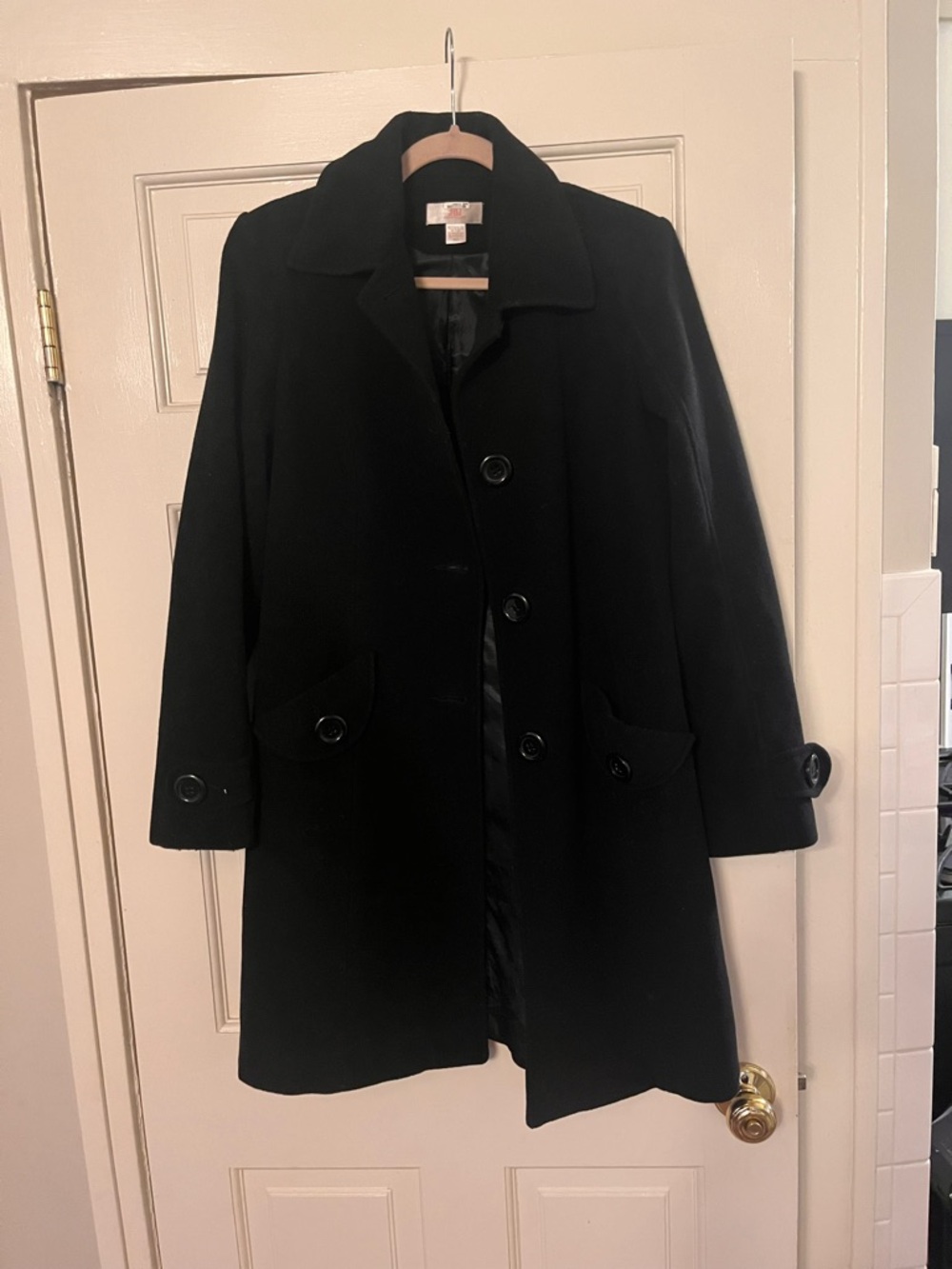 Jennifer Lopez Classic Black Women's Wool Peacoat